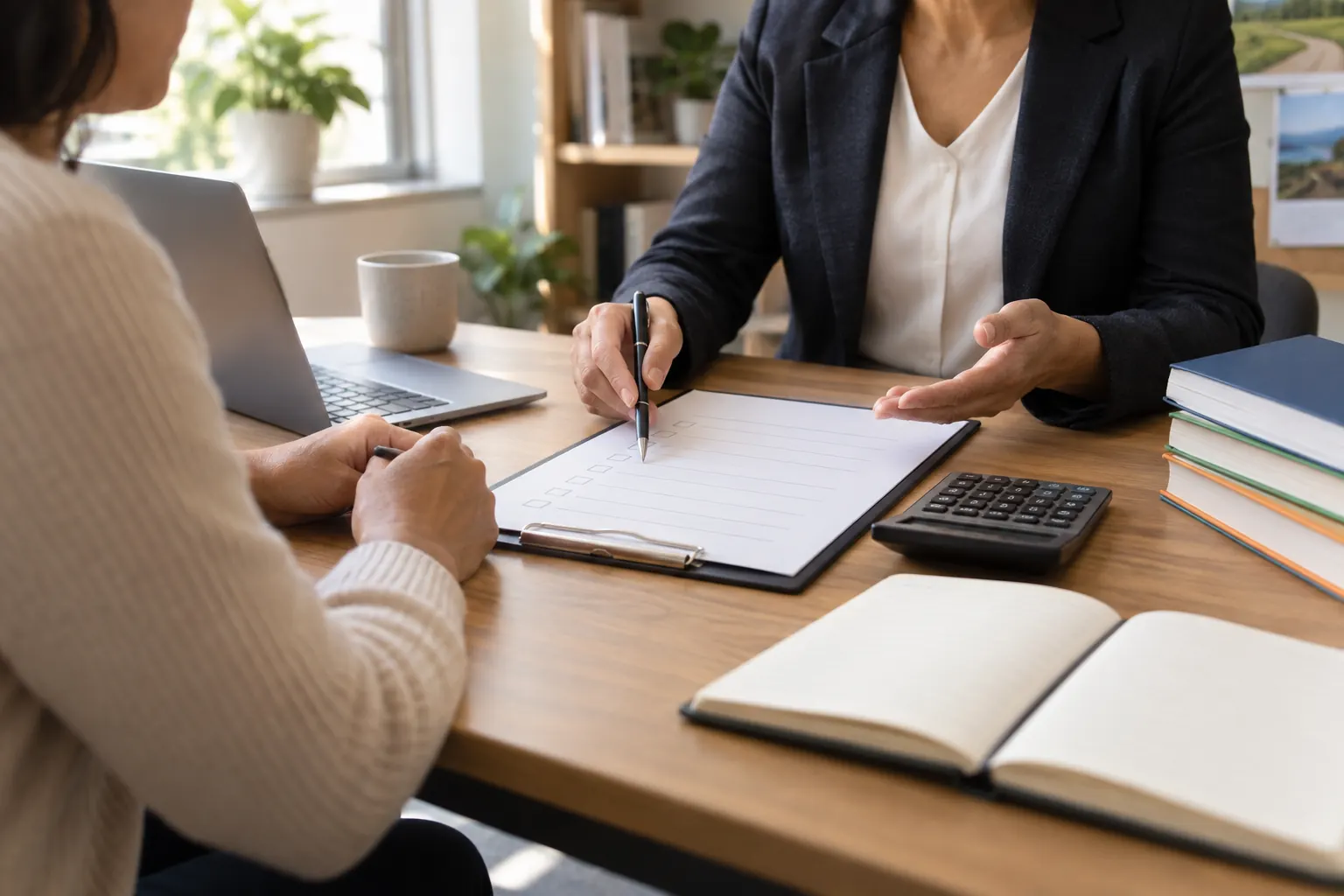 Conseillère étudiant le financement d’une formation professionnelle