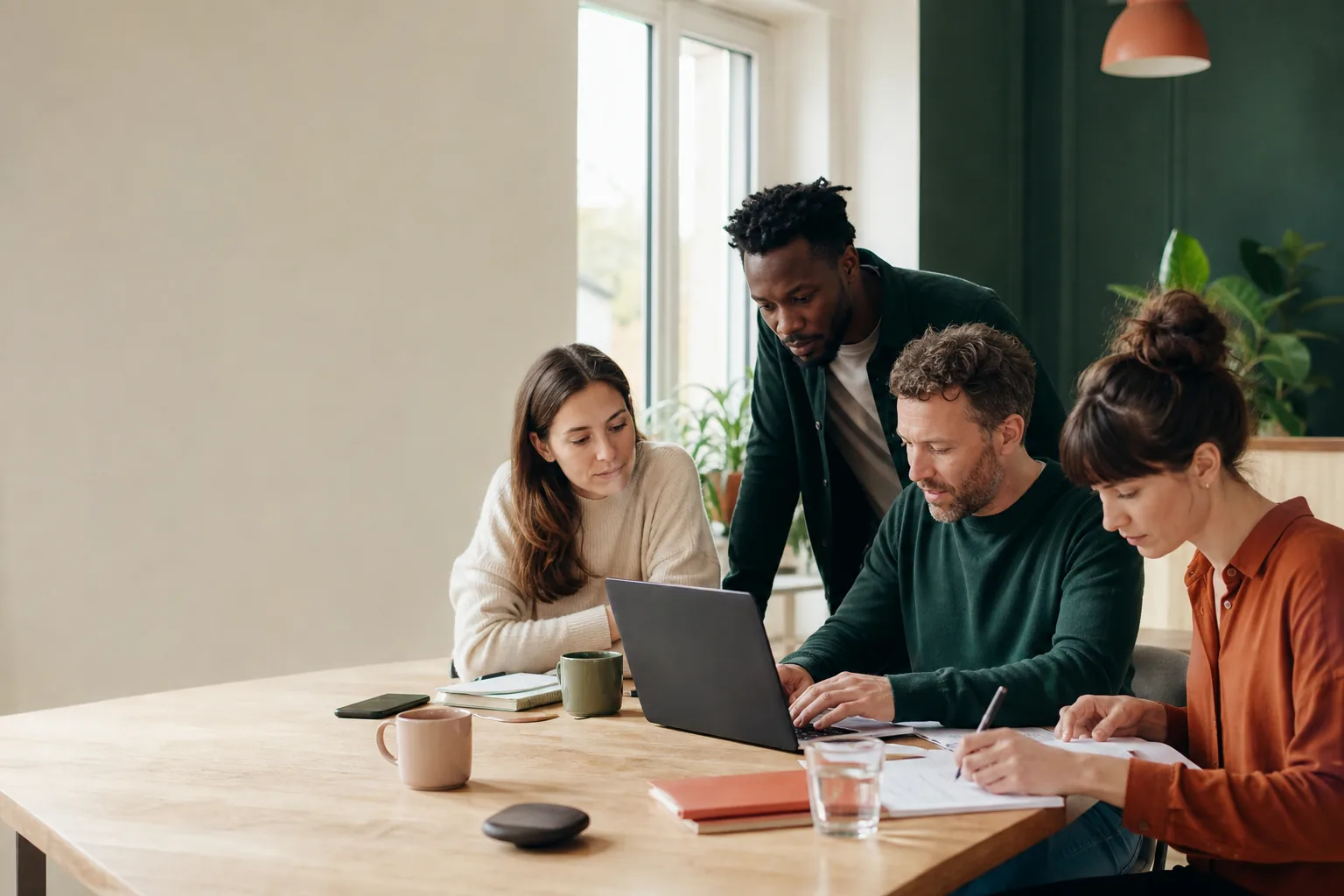Une équipe éditoriale vérifie ensemble des informations sur l’emploi