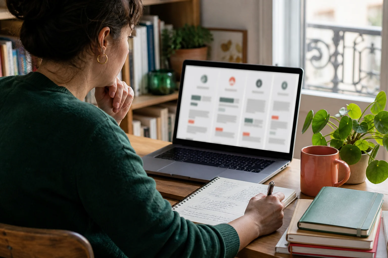 Une personne compare plusieurs services de recherche d’emploi sur un ordinateur