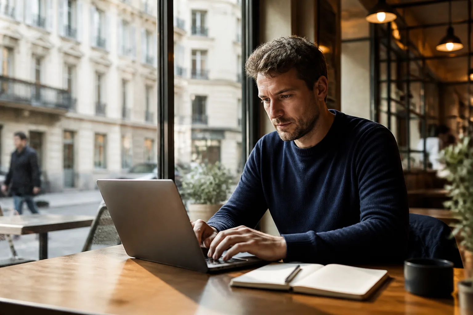 Une personne rédige un message de candidature directe sur son ordinateur