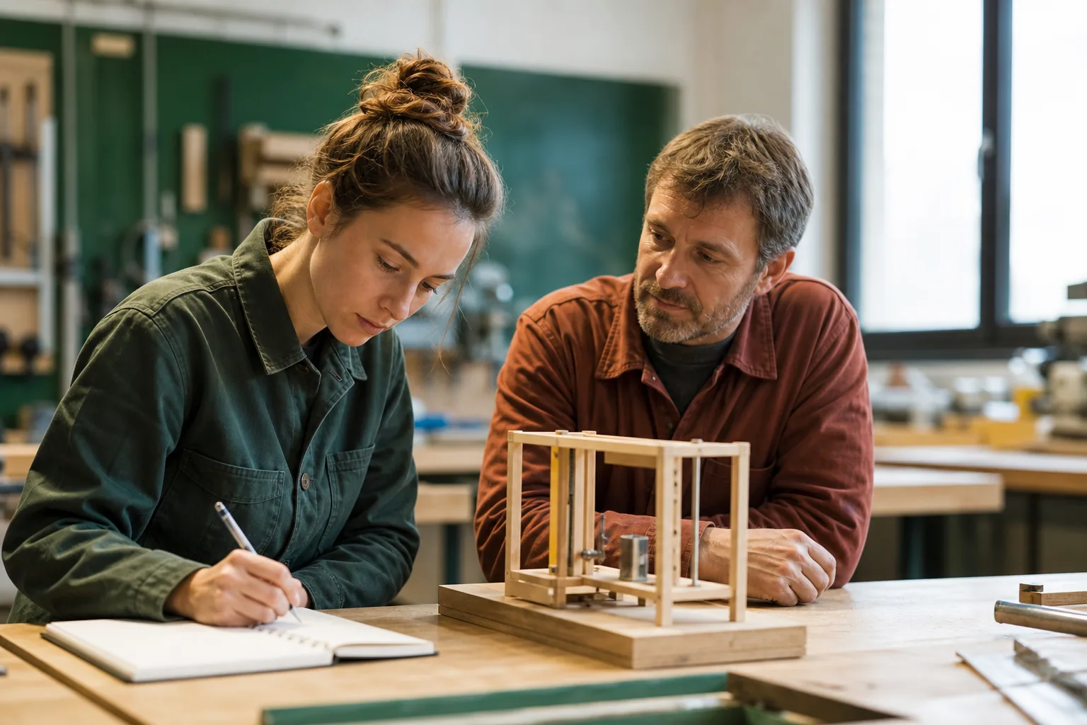 Une adulte suit une formation pratique avec l’appui d’un formateur