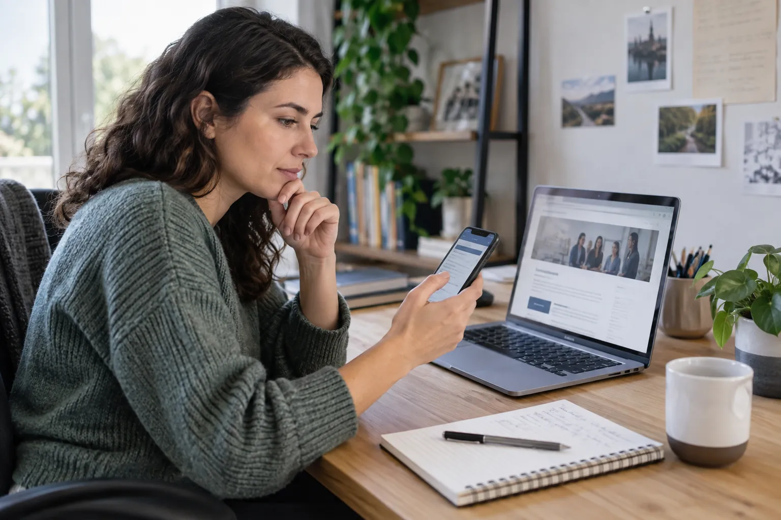 Une candidate vérifie l’origine d’une proposition d’emploi