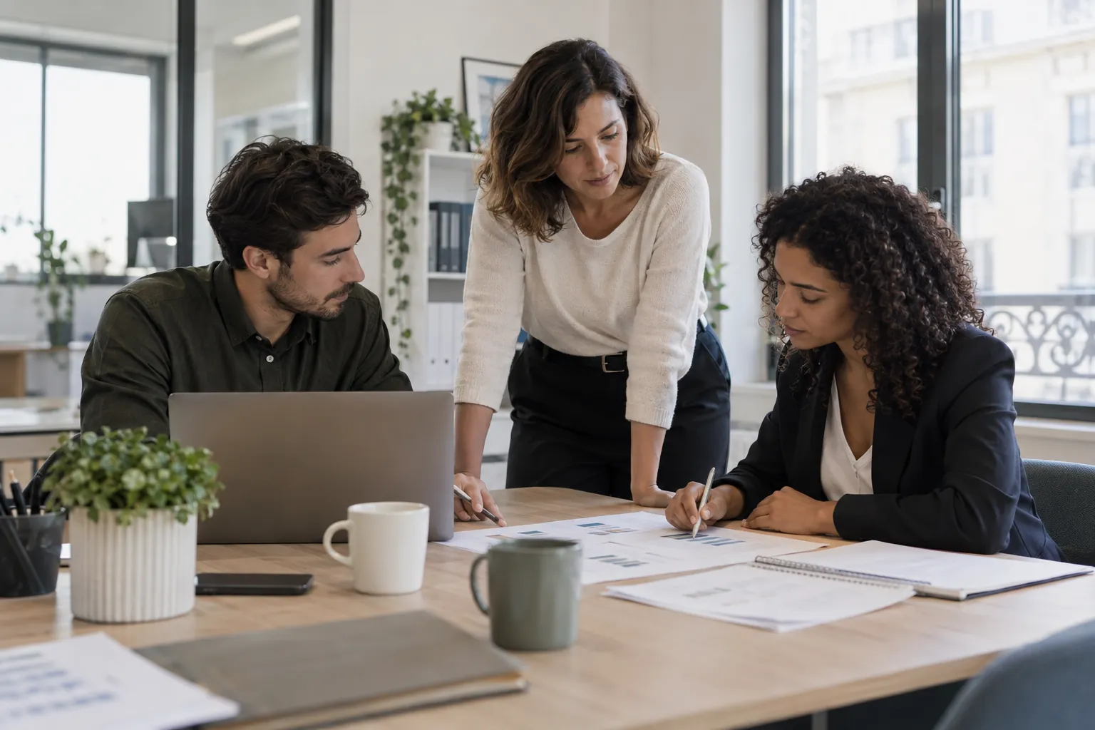Une équipe prépare un plan de gestion et de ressources humaines